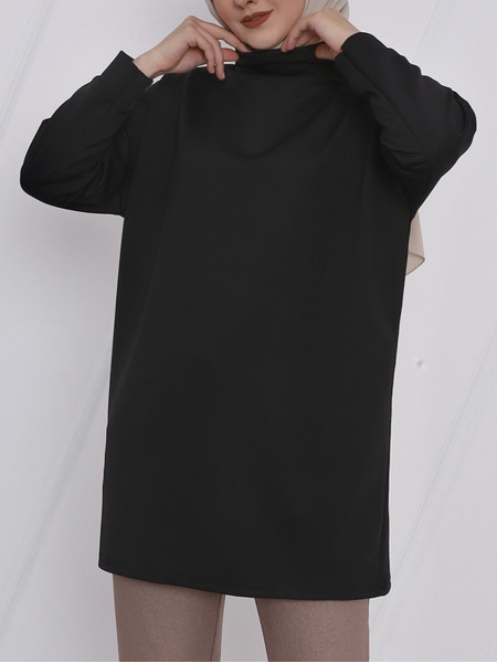 Half-throated diver Salas Cloth Tunic -Black
