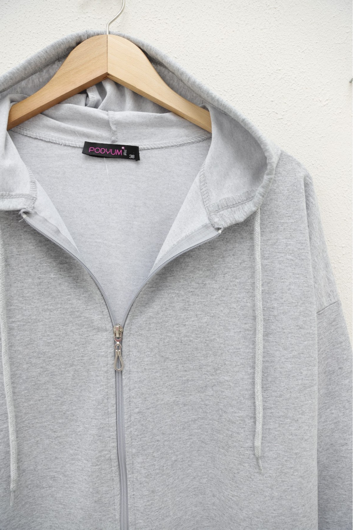 Zippered Pocket Hooded Sweat -Grey