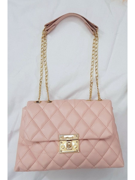 Locked Quilted Women's Bag -Powder