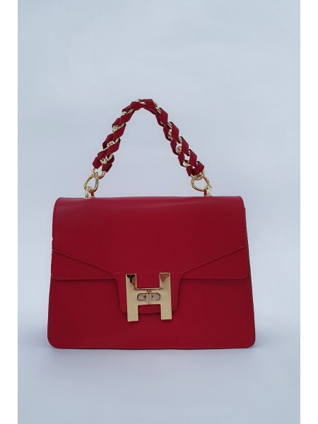 Chain Lock Women's Bag -Red