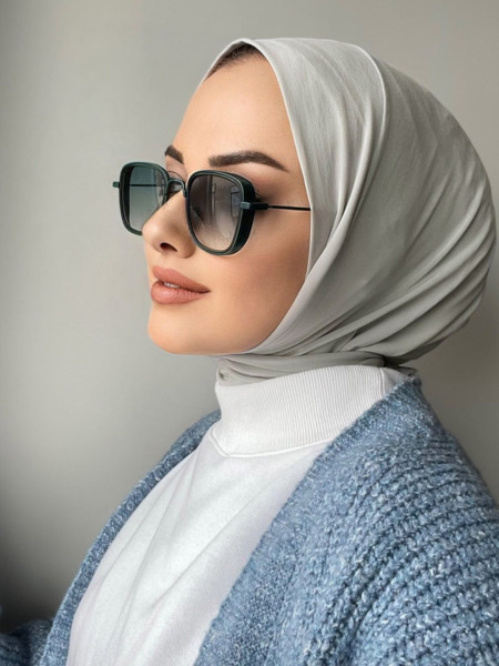Sendy Fabric Snap Hijab Shawl - Light grey