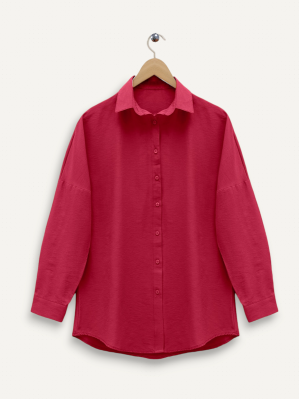 Boydan Düğmeli Gömlek -Kırmızı