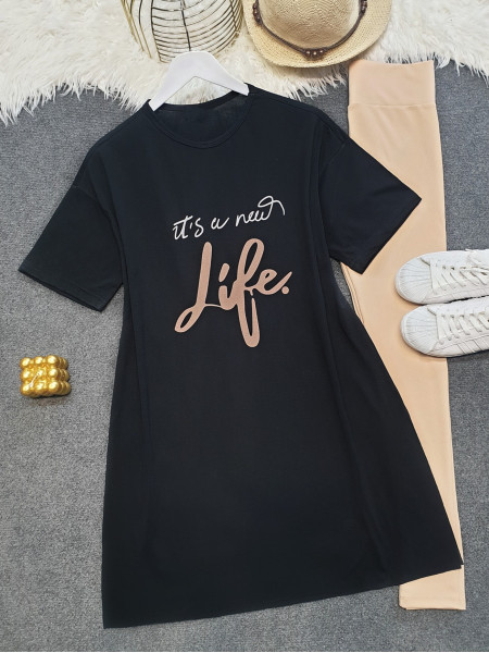 Life Printed Tshirt -Black