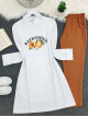 Peach Printed Long Sweatshirt -White