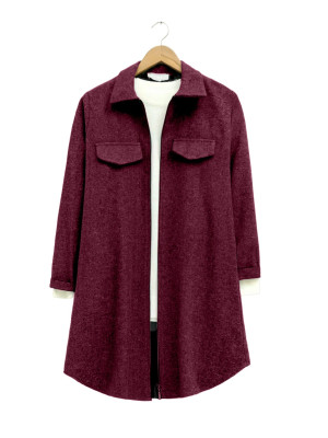 Zippered Jacket with Pocket Detail  -Maroon