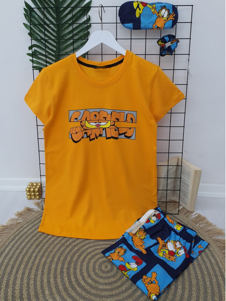 Garfield Printed Pajamas Set -Mustard