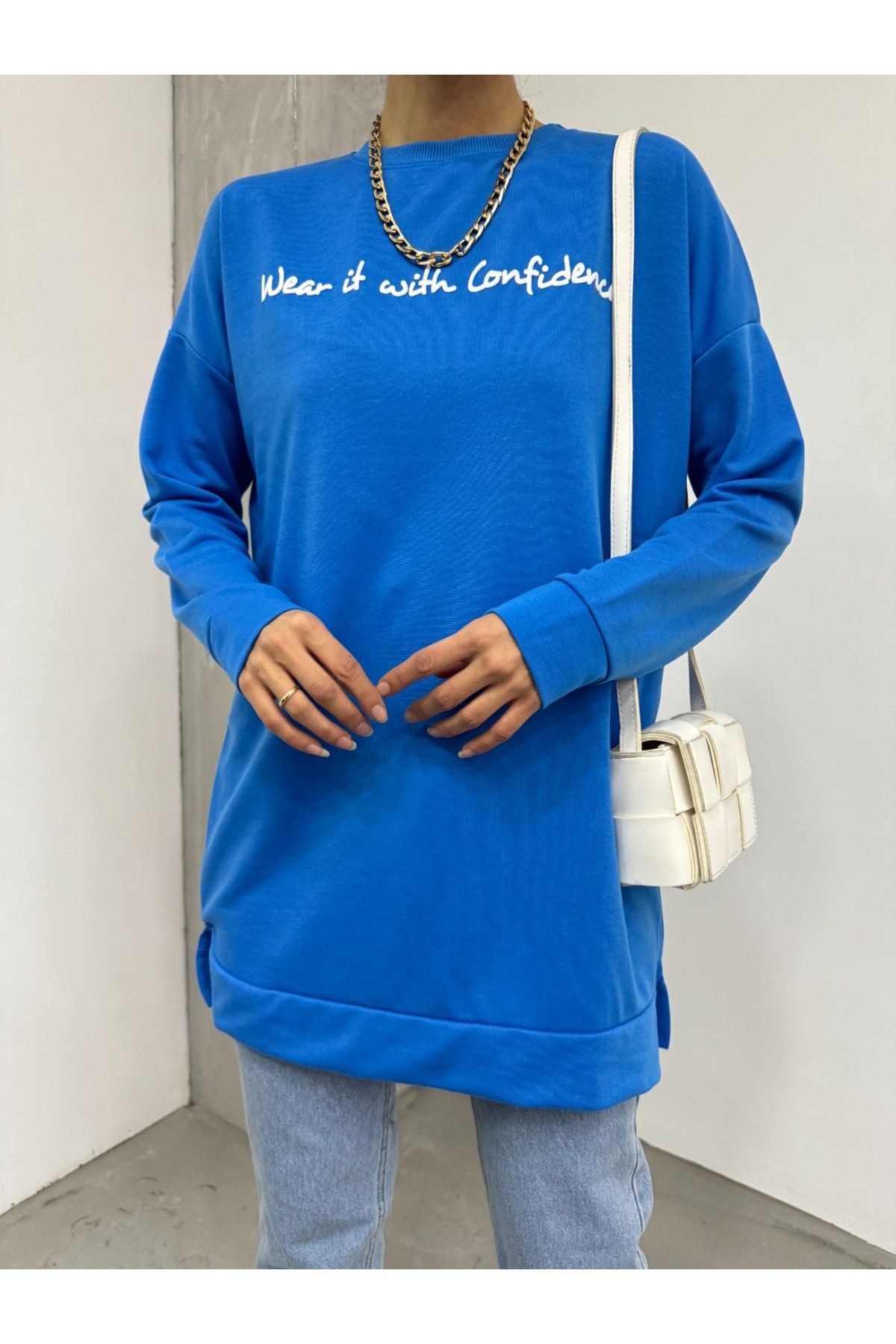 Printed Combed Cotton Sweat -Blue