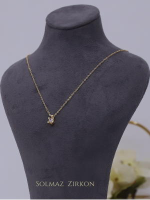Diamond Stone Detailed Necklace -Gold