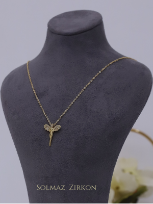 Winged Woman Motif Necklace -Gold