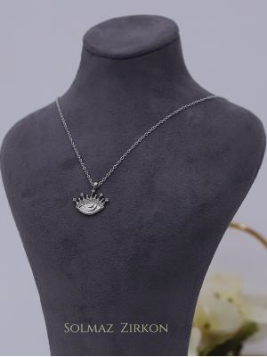 Crowned Eye Motif Necklace -Silver
