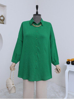 Buttoned Patterned Shirt -Green
