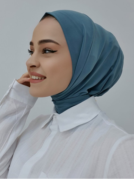 Sendy Kumaş Çıtçıtlı Hijab Şal -Yeşil