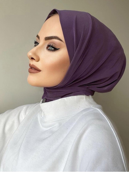 Sendy Fabric Snap Hijab Shawl - Purple