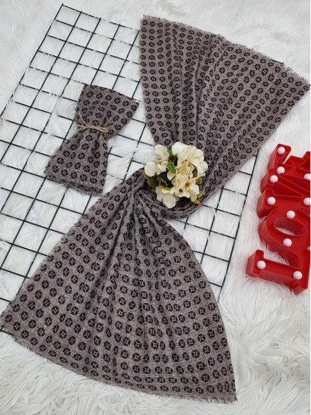 Icon Printed Thin Scarf -Mink color