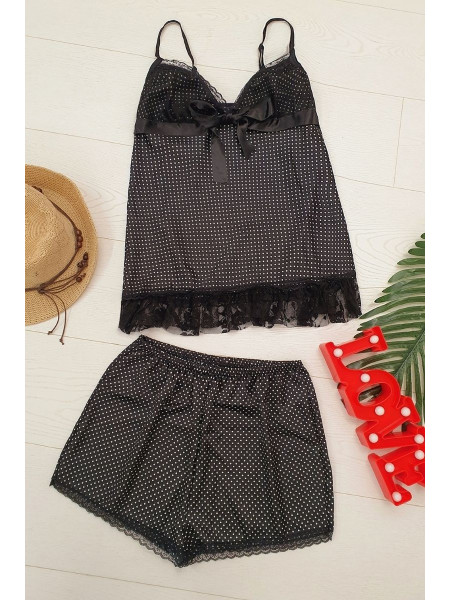 Polka Dot Shorts Set -Black