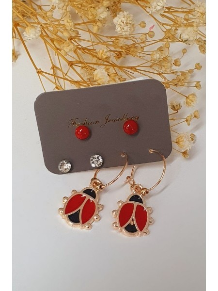 Ladybug Earrings -Red