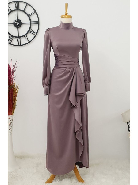 Sleeve Cuffed Evening Dress -Lilac