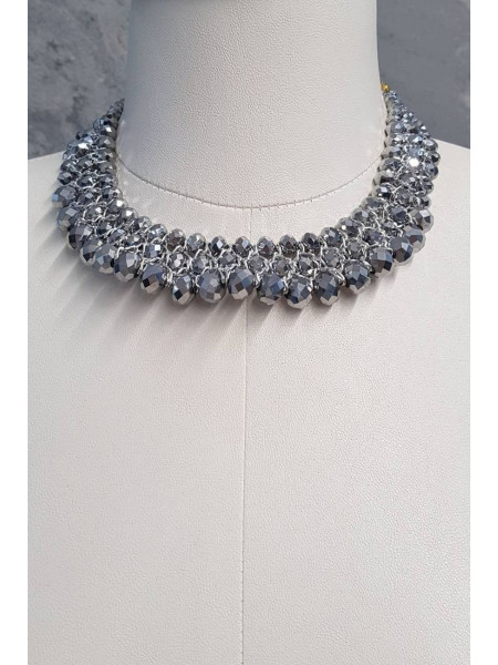 Crystal Necklace  -Silver
