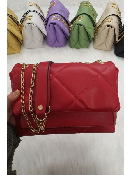 Quilted Chain Bag -Red