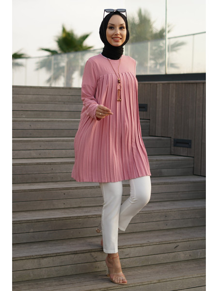 Folded Front Tunic -Pink