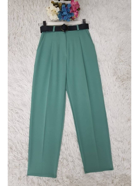  Belted Pleated Trousers -Mint Color