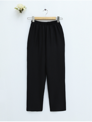 Sofia Linen Trousers with elastic waist -Black