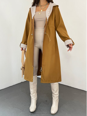 Tunnel Laced Hooded Trench Coat   -Snuff