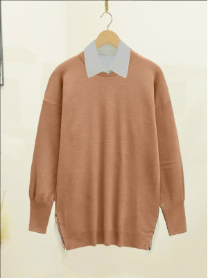 Ripped Tassel Knitwear Sweater -Mink color