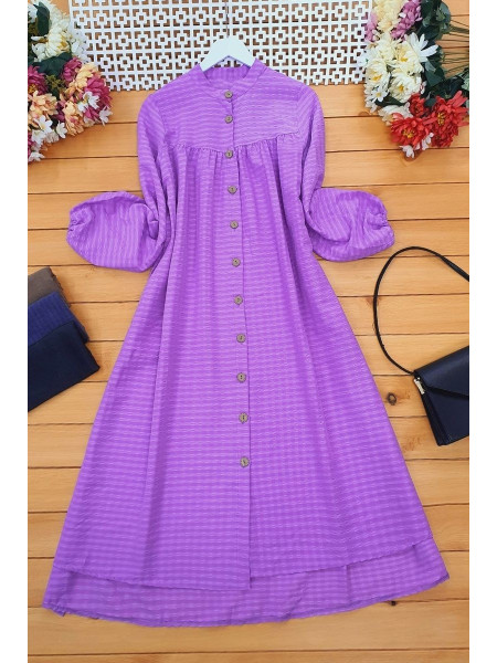 Wooden Buttoned Cress Tunic  -Lilac