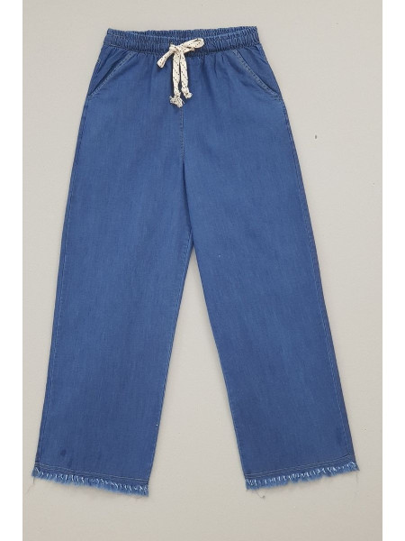 Fringed jeans -İndigo