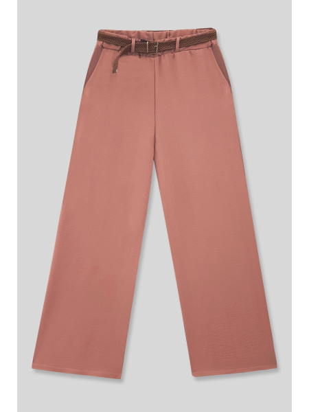Belted Wide Ayrobin Trousers -Dried rose