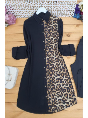 Leopard Patterned Tunic -Mink color