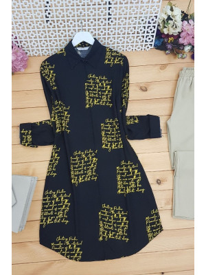 Letter Printed Tunic -Yellow