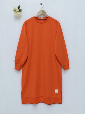 Skirt Rigging Detailed Slit Long Tunic  -Orange