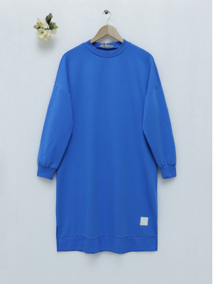 Skirt Rigging Detailed Slit Long Tunic   -Blue