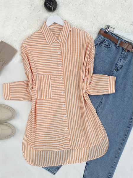 Side Striped Shirt    -Orange
