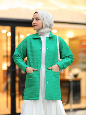 Snap Pocket Quilted Jacket -Green