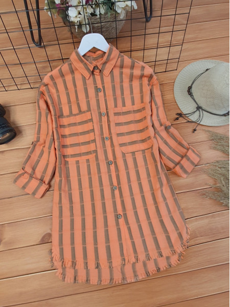 Skirt Tasseled Shirt  -Orange