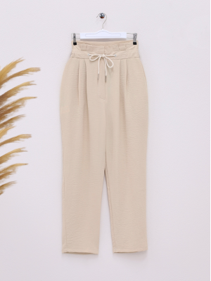 Lace-Up Detail Pocket Ayrobin Trousers -Stone