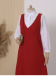Long Gilet With Tied Shoulders      -Red