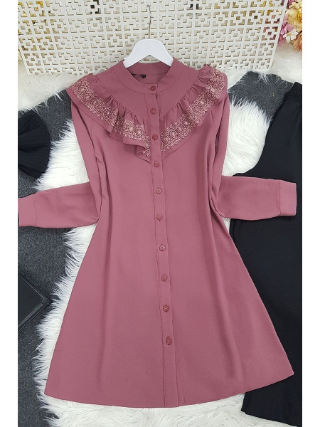 Lace Detailed Tunic -Dried rose