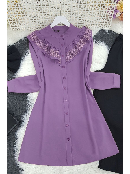 Lace Detailed Tunic  -Lilac