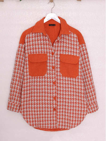 Şanel Garnish Pocket Shirt -Orange