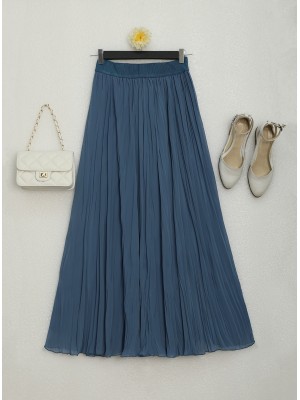 Stretch Lined Loose Cut Chiffon Skirt  -Oil color