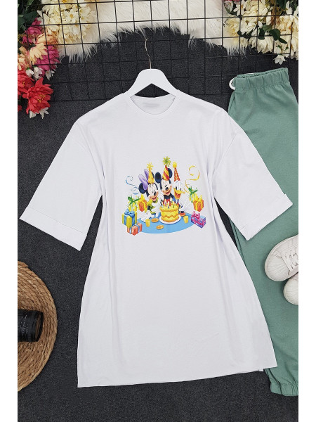 Party Printed T-Shirt -White