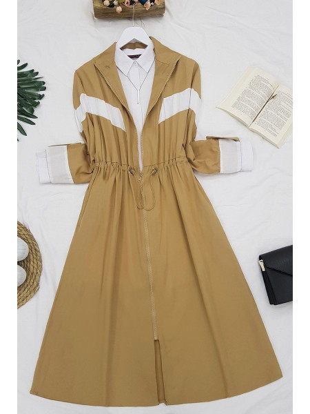 Tunnel Long Trench Coat -Mink color
