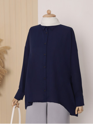 Bat Sleeve Jesika Loose Shirt -Navy blue