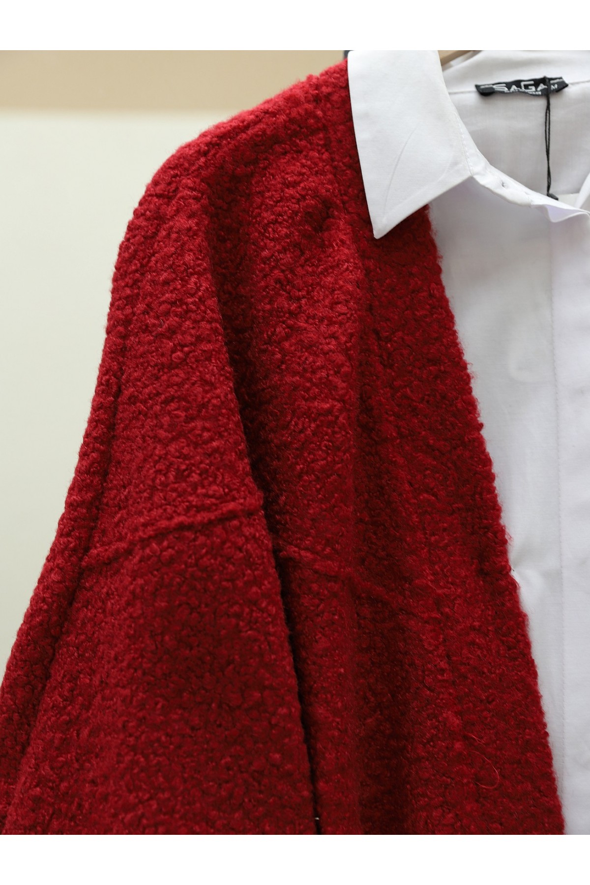 Cepli Balon Kol Oversize Buklet Ceket -Bordo