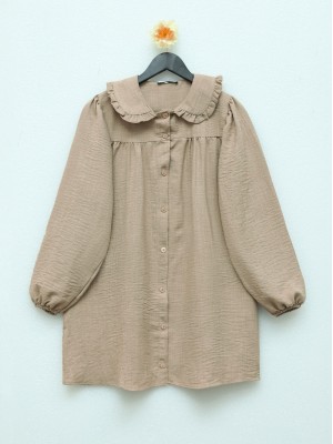 Baby Collar Button Down Tunic   -Mink color