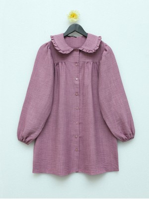 Baby Collar Button Down Tunic  -Dried rose